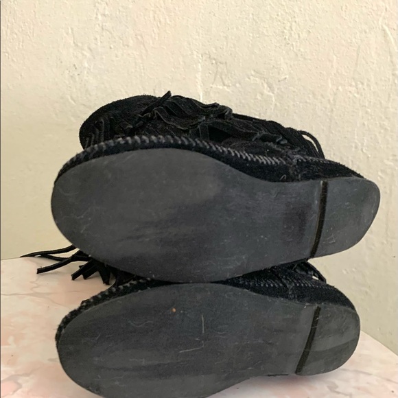 Black suede fringe boot size 6 boho festival boots - Picture 7 of 8